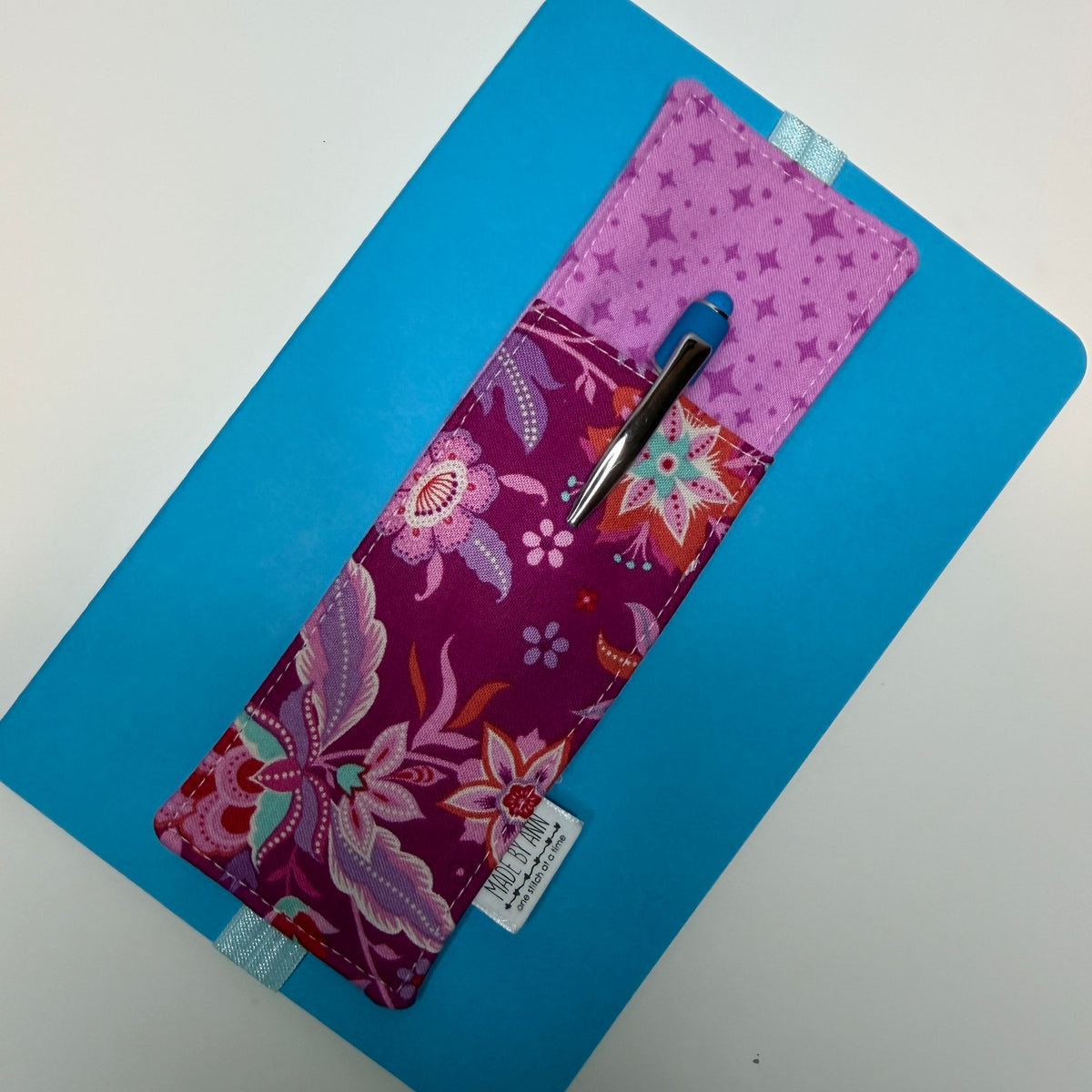 Penholder bookmark and notebook set (pink floral)
