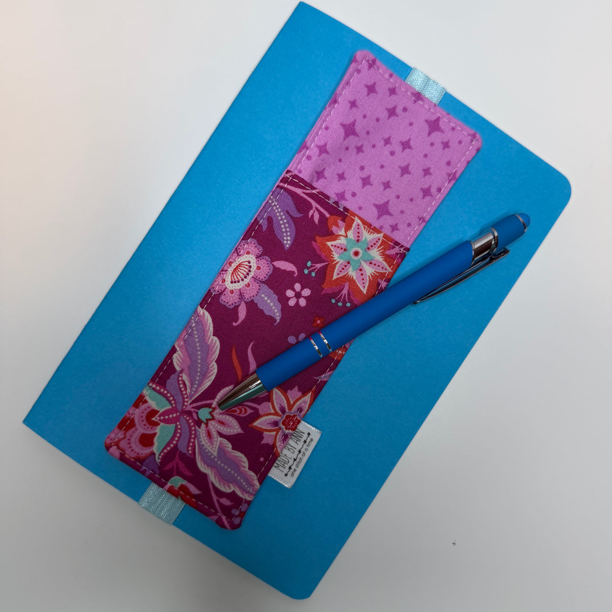 Penholder bookmark and notebook set (pink floral)