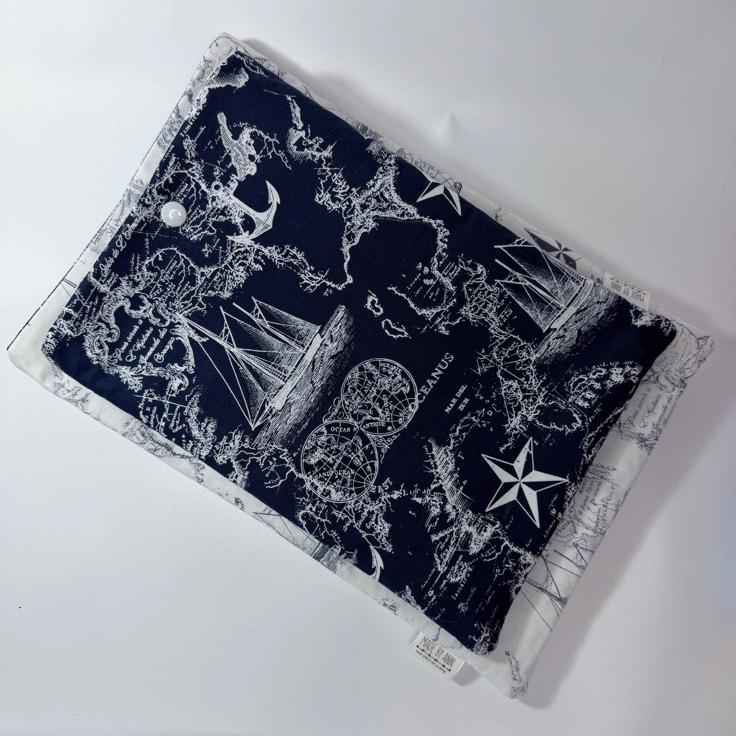 White & Navy Blue Nautical Book Sleeve Set