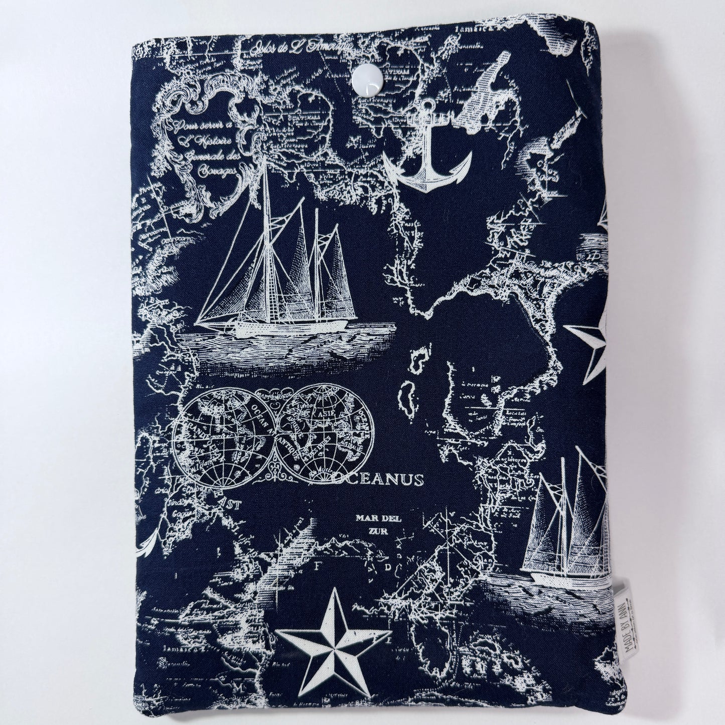 White & Navy Blue Nautical Book Sleeve Set