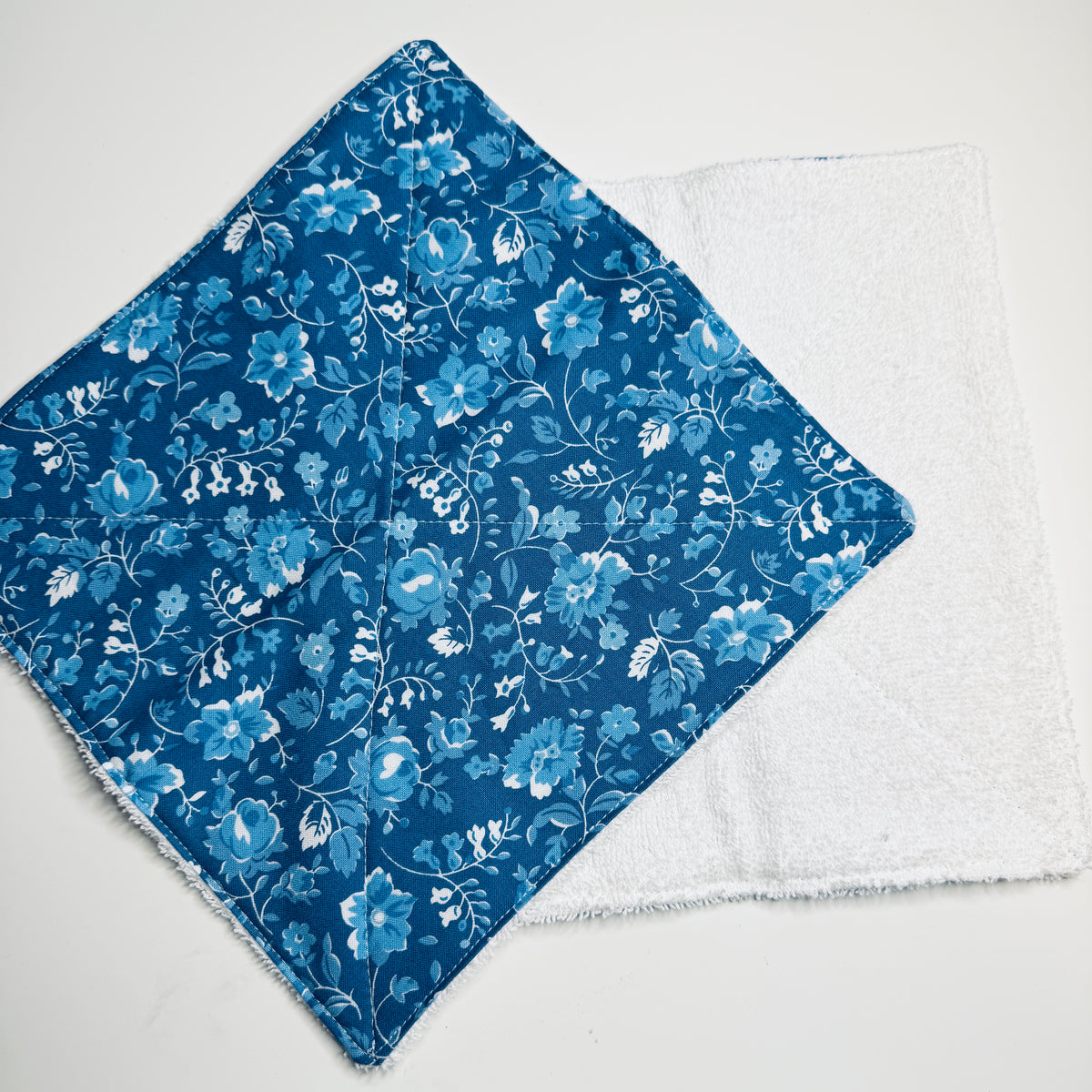 Blue Plaid Cotton Terry Cleaning Cloths with Coordinating Fabric (set of 2)