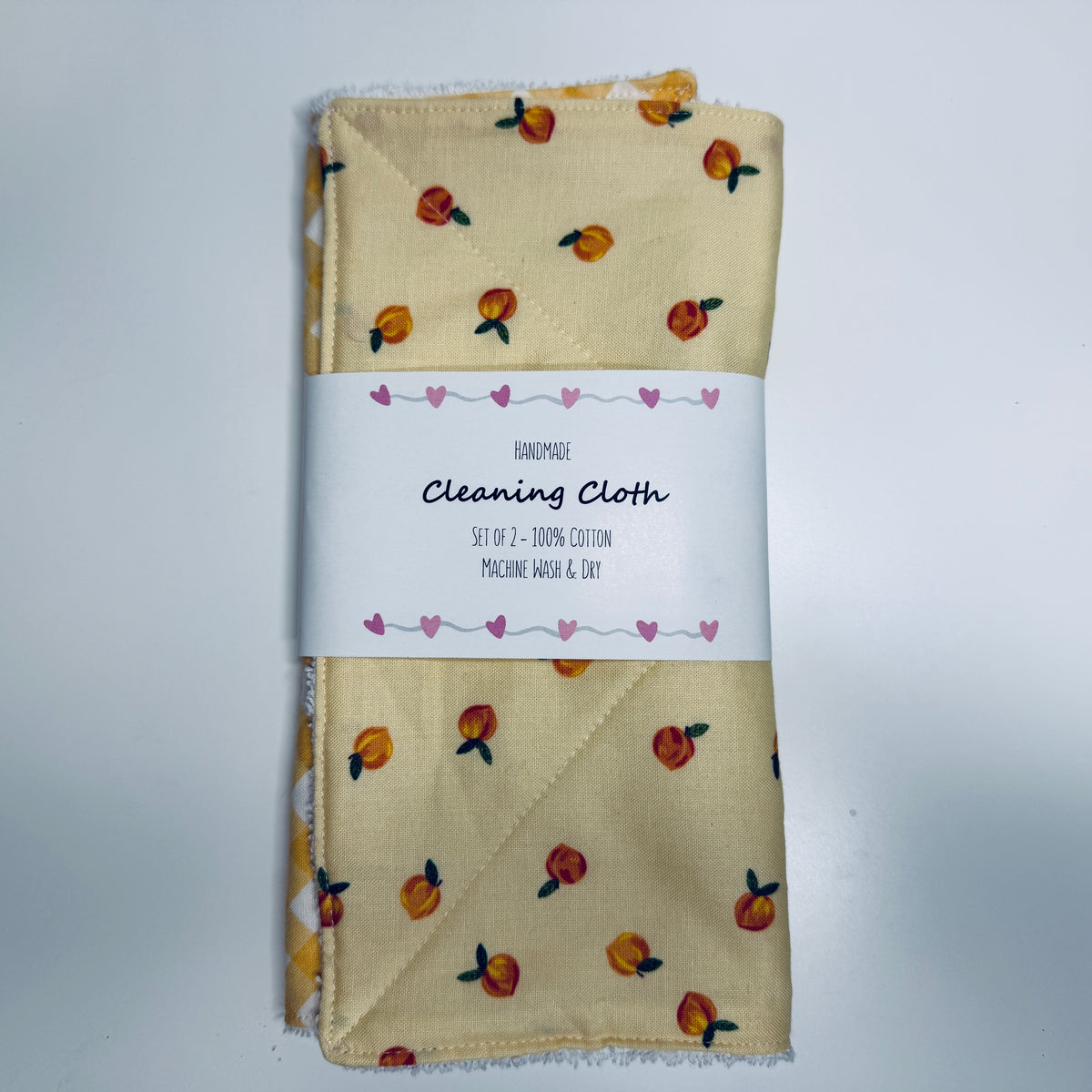 Yellow Cotton Terry Cleaning Cloths with Coordinating Fabric (set of 2)