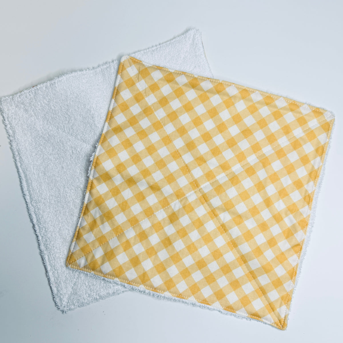 Yellow Cotton Terry Cleaning Cloths with Coordinating Fabric (set of 2)