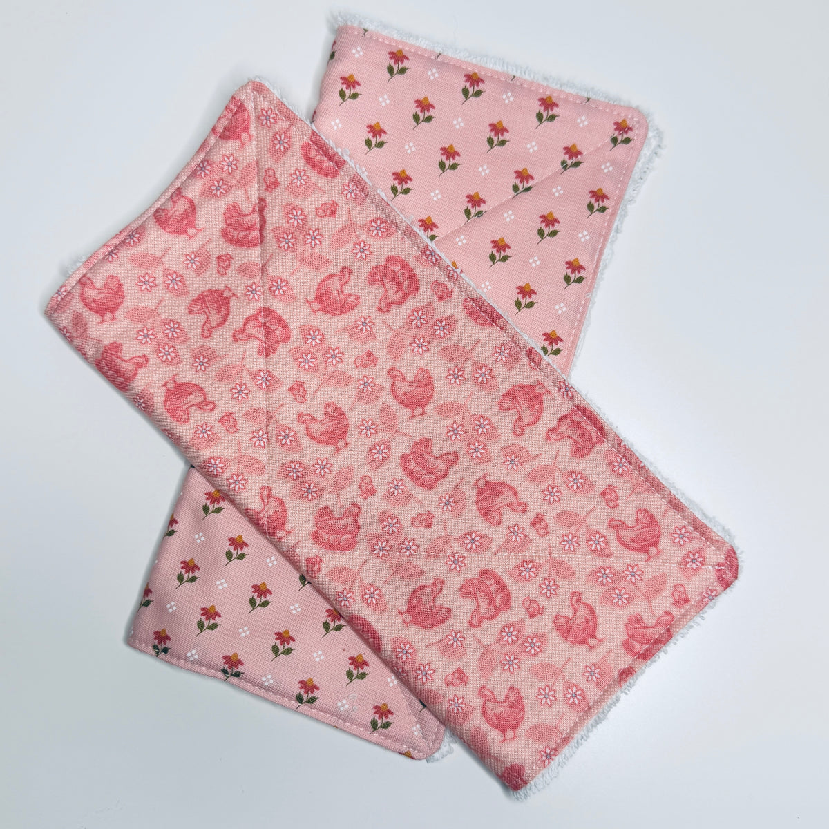 Pink Cotton Terry Cleaning Cloths with Coordinating Fabric (set of 2)