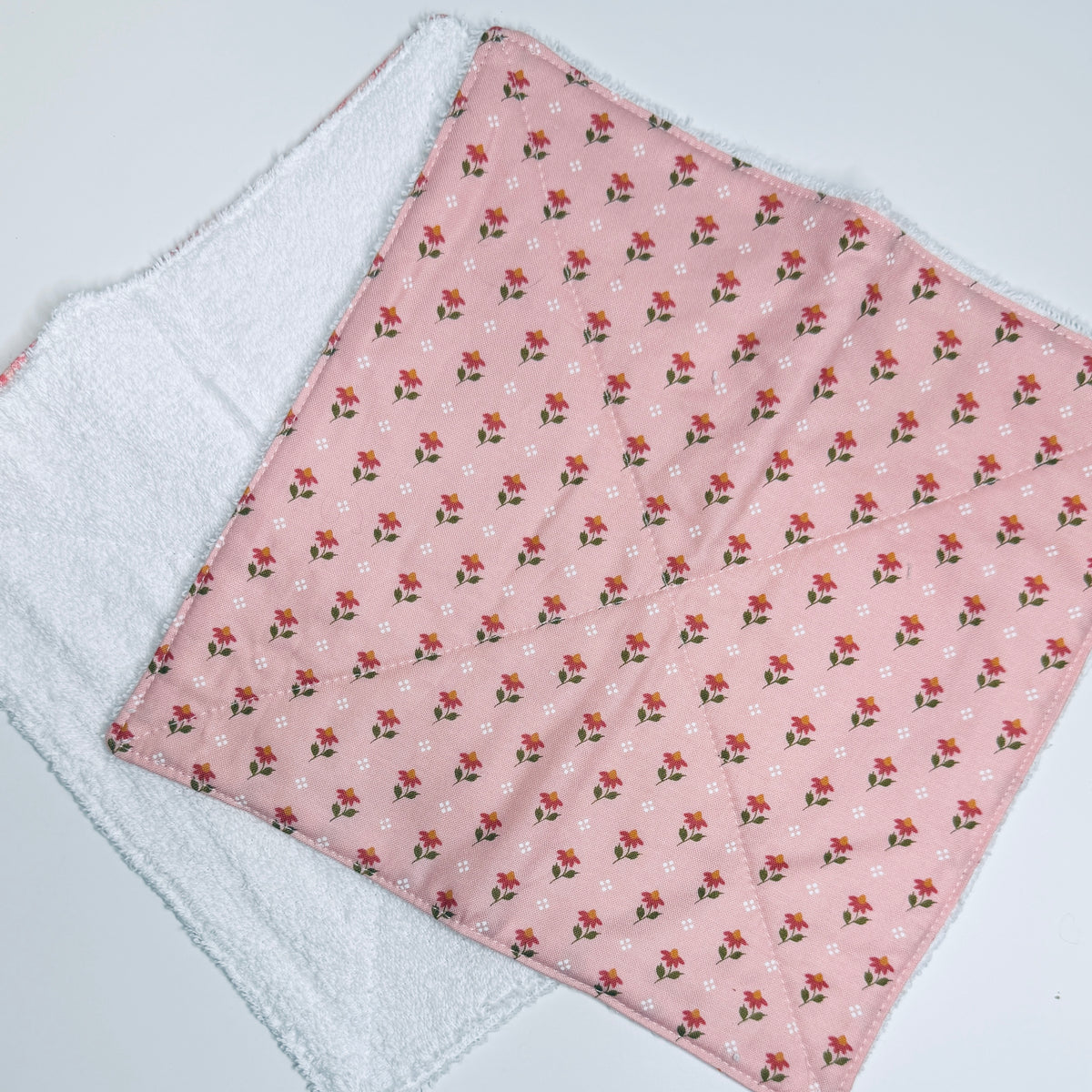 Pink Cotton Terry Cleaning Cloths with Coordinating Fabric (set of 2)