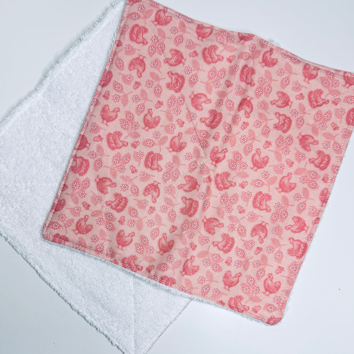 Pink Cotton Terry Cleaning Cloths with Coordinating Fabric (set of 2)