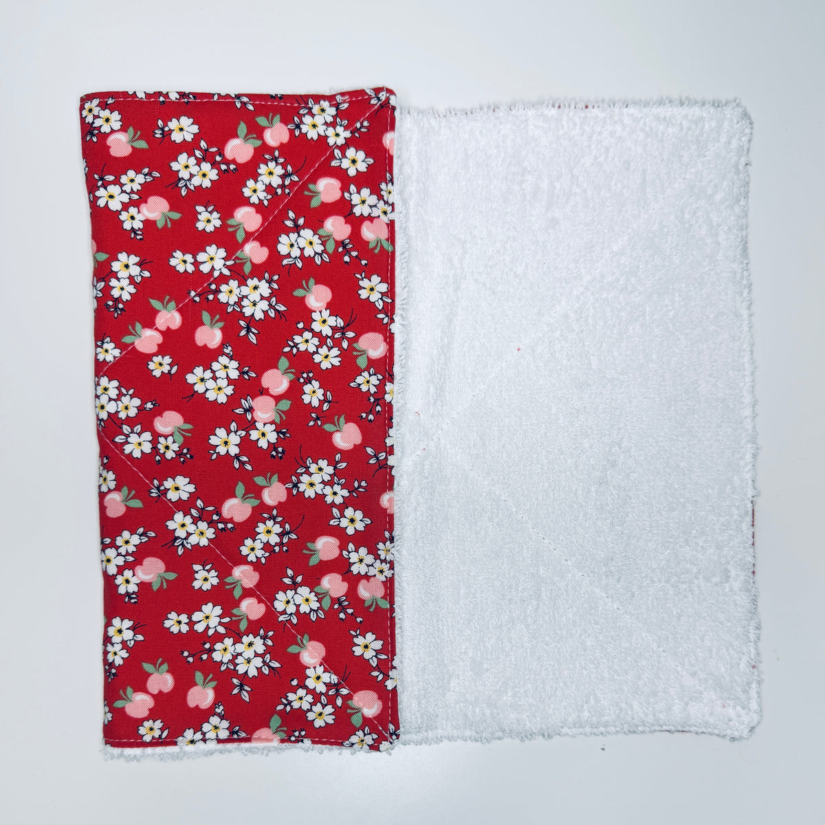 Red Cotton Terry Cleaning Cloths with Coordinating Fabric (set of 2)
