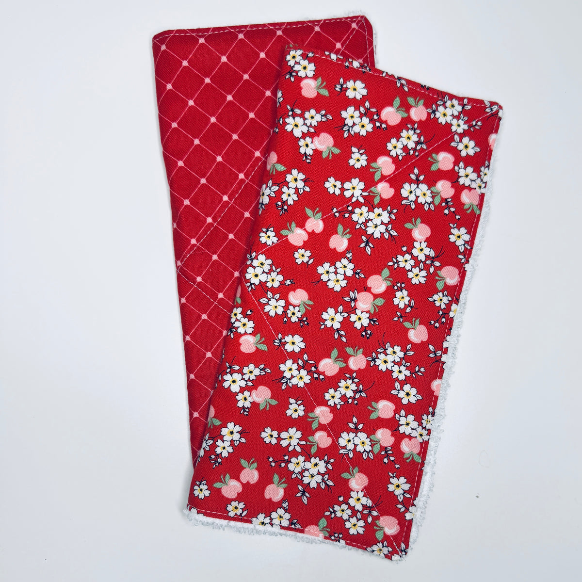 Red Cotton Terry Cleaning Cloths with Coordinating Fabric (set of 2)
