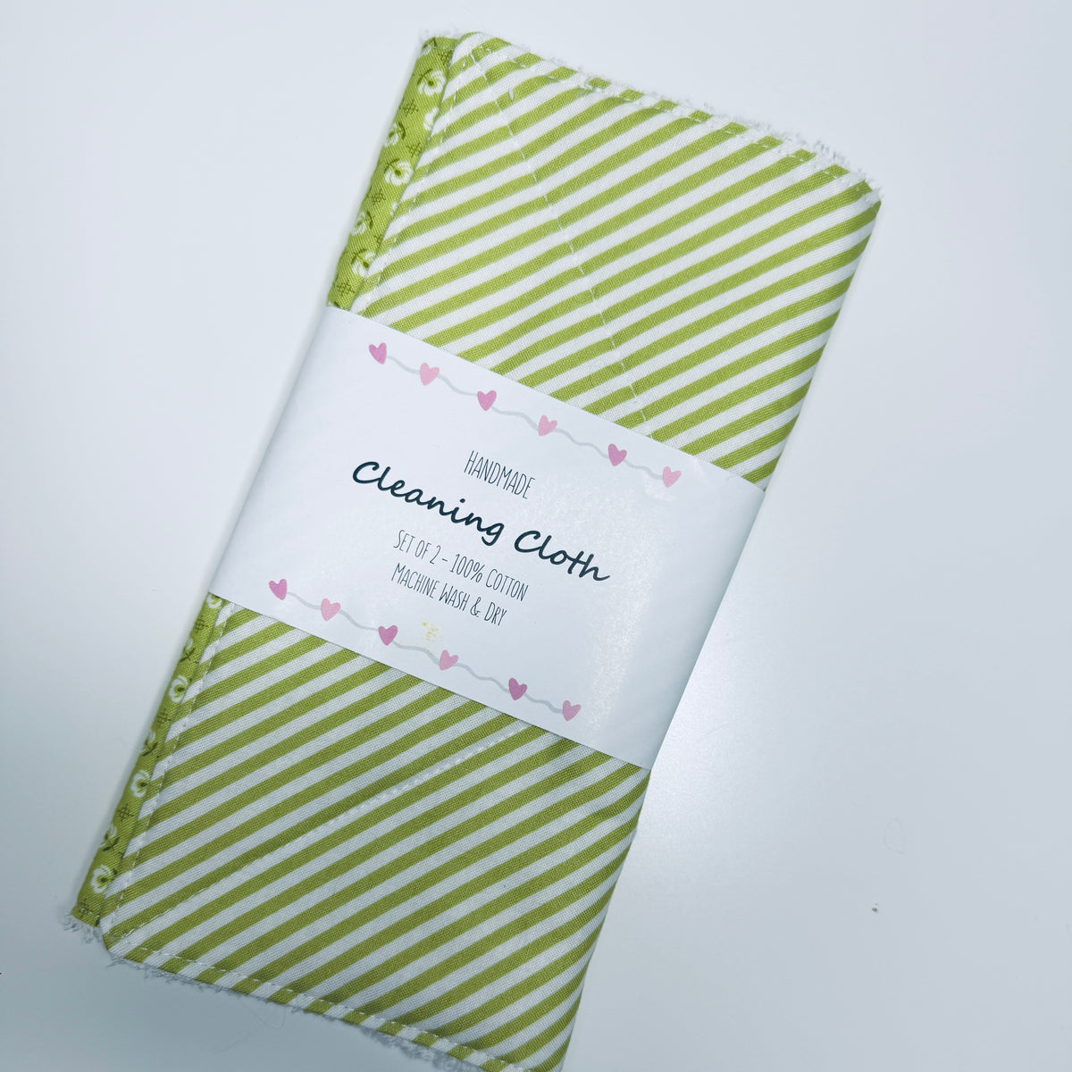 Green Cotton Terry Cleaning Cloths with Coordinating Fabric (set of 2)