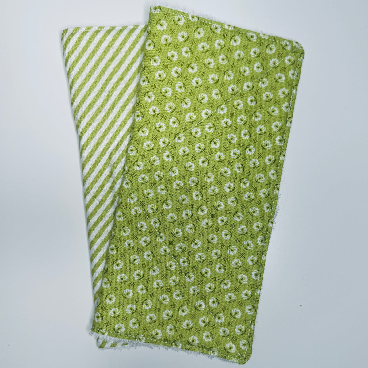 Green Cotton Terry Cleaning Cloths with Coordinating Fabric (set of 2)