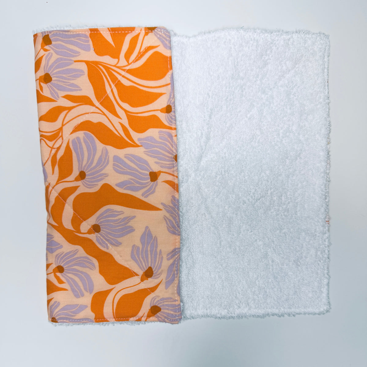 Orange Floral Cotton Terry Cleaning Cloths with Coordinating Fabric (set of 2)