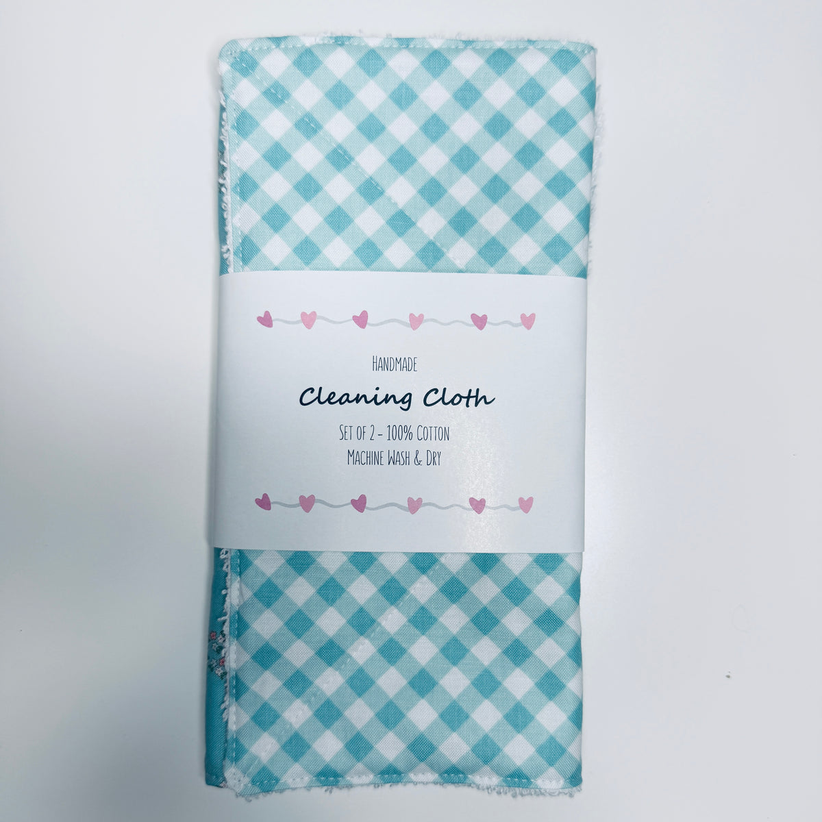 Light Blue Cotton Terry Cleaning Cloths with Coordinating Fabric (set of 2)