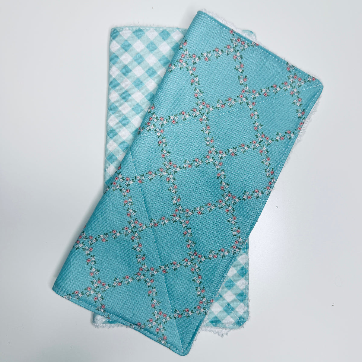 Light Blue Cotton Terry Cleaning Cloths with Coordinating Fabric (set of 2)