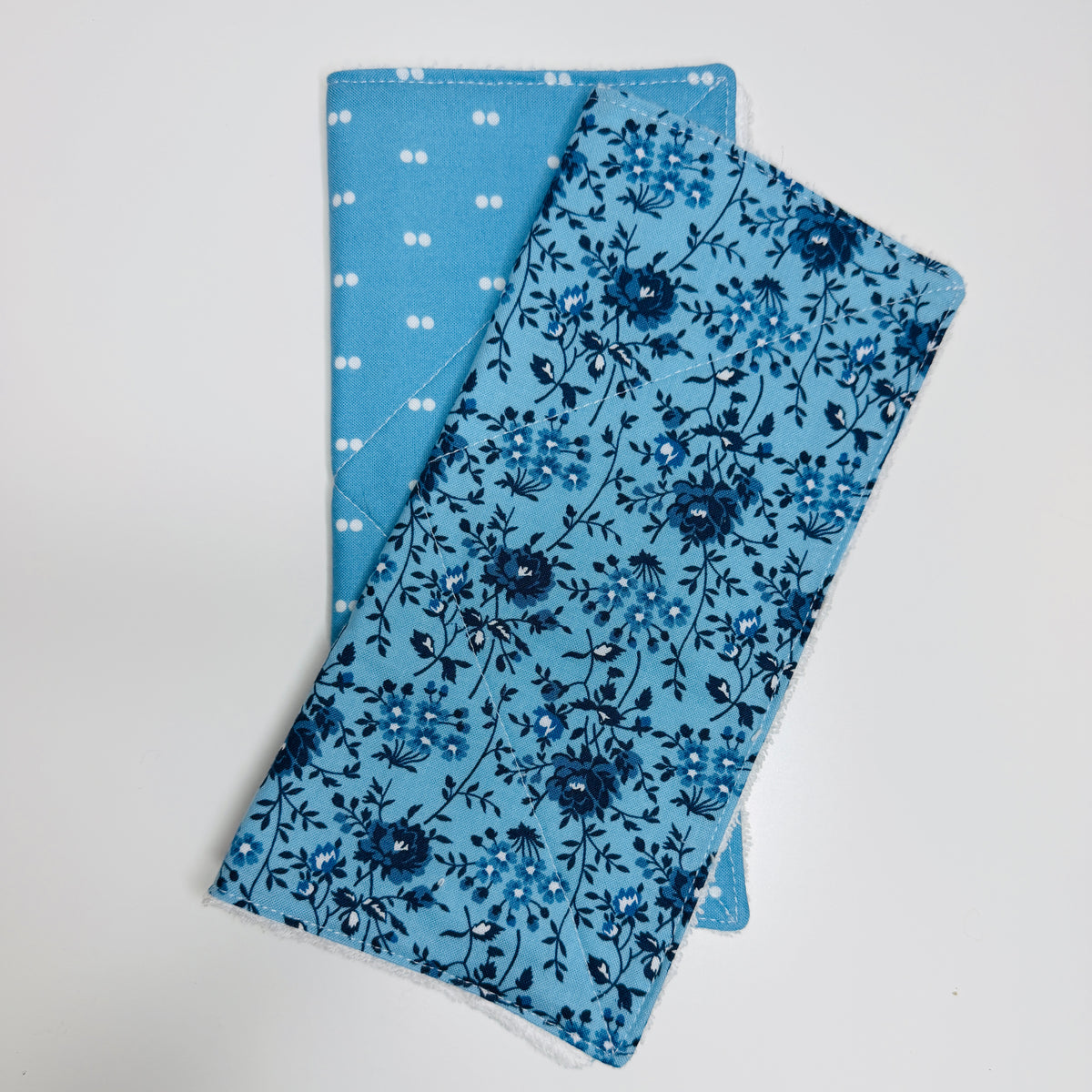 Blue Polka Dot Cotton Terry Cleaning Cloths with Coordinating Fabric (set of 2)