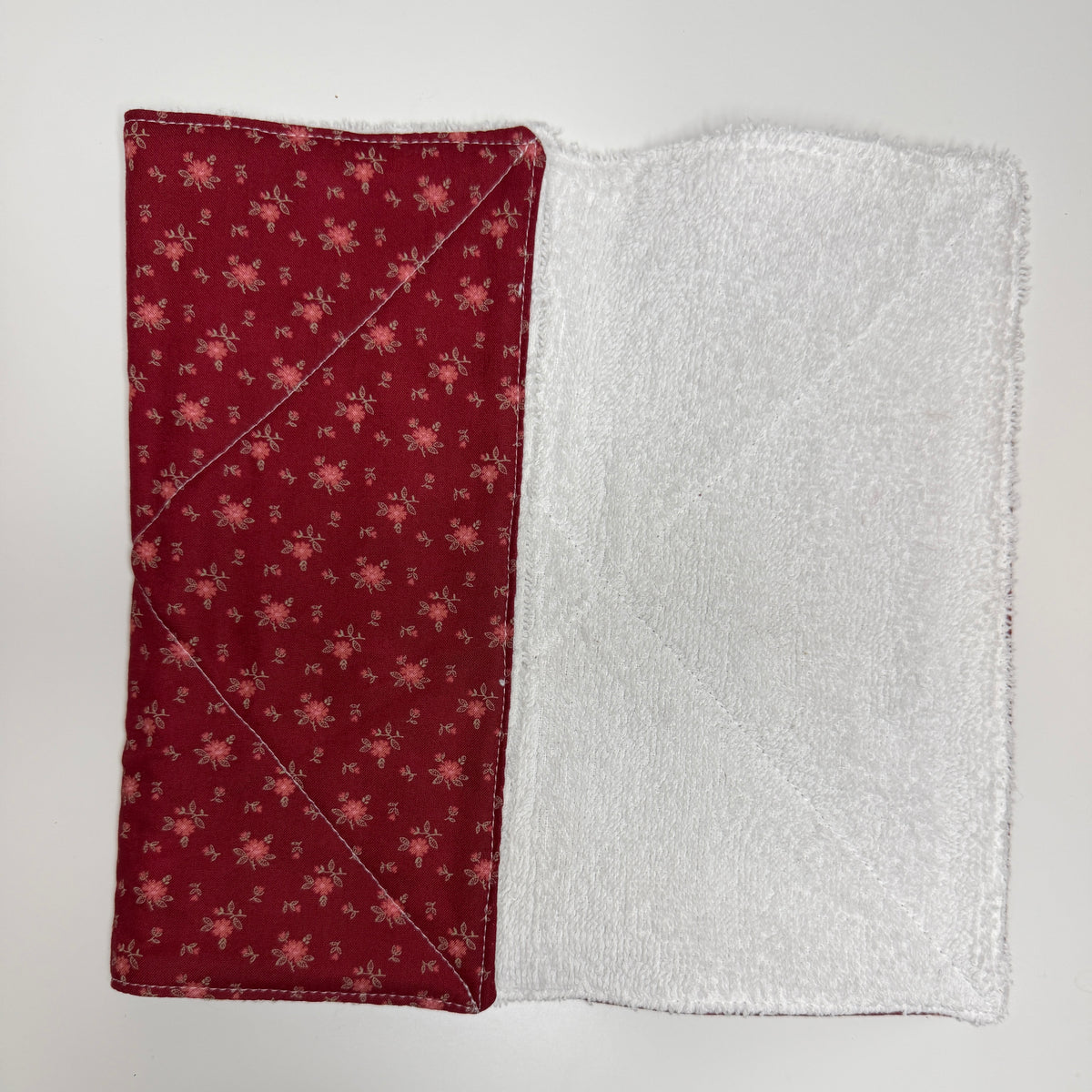 Maroon Cotton Terry Cleaning Cloths with Coordinating Fabric (set of 2)