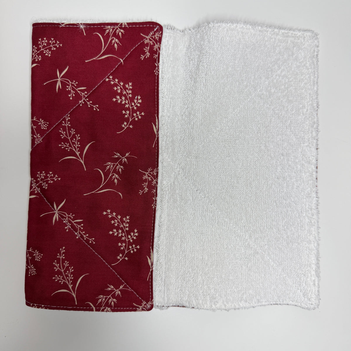 Maroon Cotton Terry Cleaning Cloths with Coordinating Fabric (set of 2)