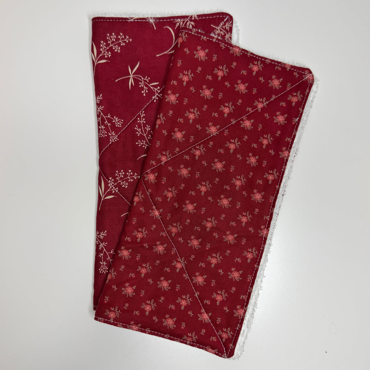 Maroon Cotton Terry Cleaning Cloths with Coordinating Fabric (set of 2)