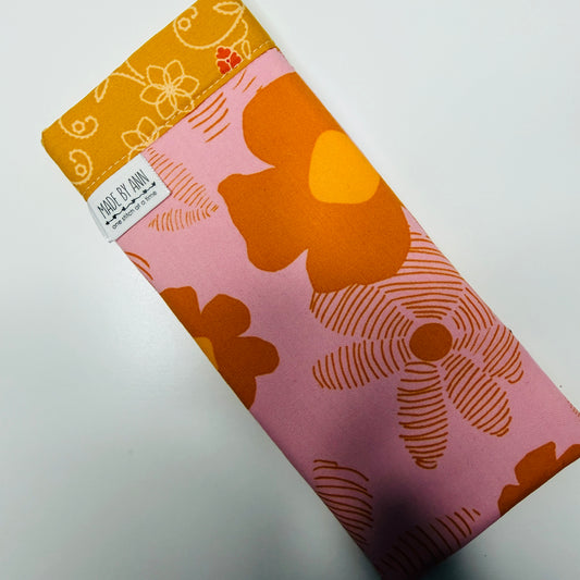 Eyeglass Case - orange & pink floral