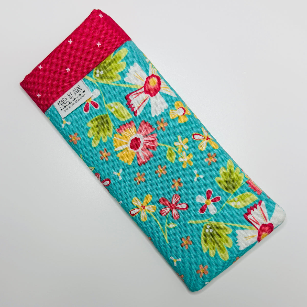 Eyeglass Case - aqua flowers