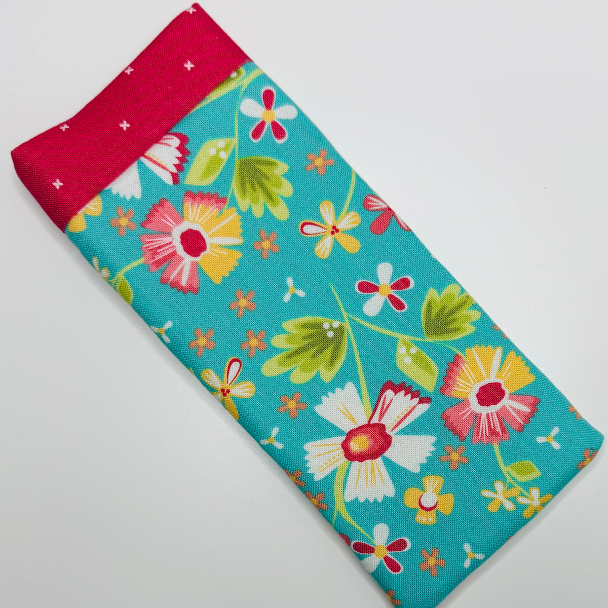 Eyeglass Case - aqua flowers